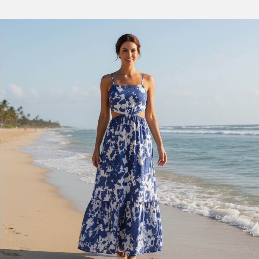 Abercrombie & Fitch Blue and White Maxi Dress
